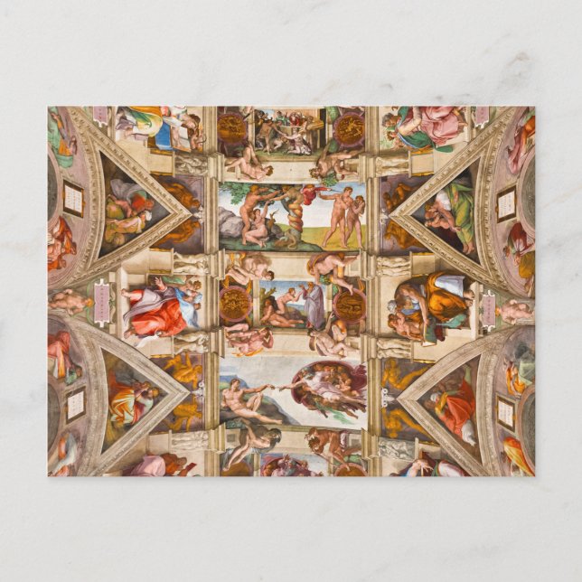 Cartão Postal Teto da Capela Sistina por Michelangelo Buonarroti (Frente)