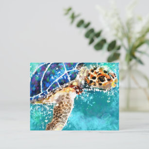 Cartão Postal Teto Náutico Tropical de Tartaruga do Mar Impressi