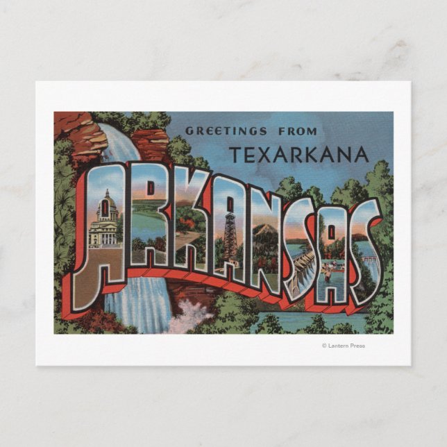 Cartão Postal Texarkana, Arkansas (Cena de Quebra d'Água) (Frente)