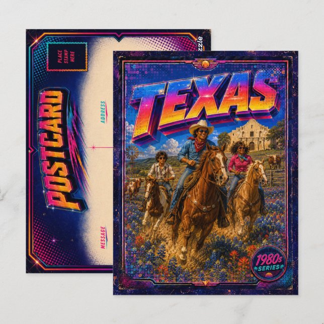 Cartão postal Texas anos 80 Retro (Frente/Verso)
