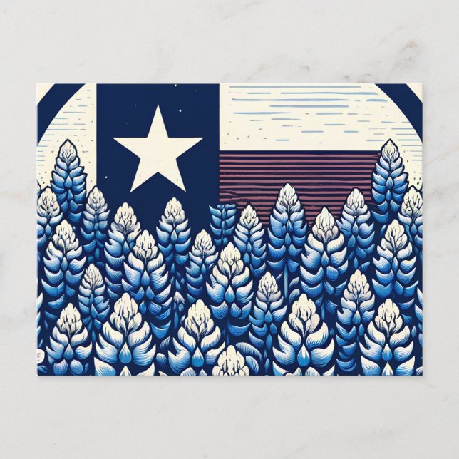 Cartão Postal Texas Bluebonnets State Flag Pride Texan (Frente)