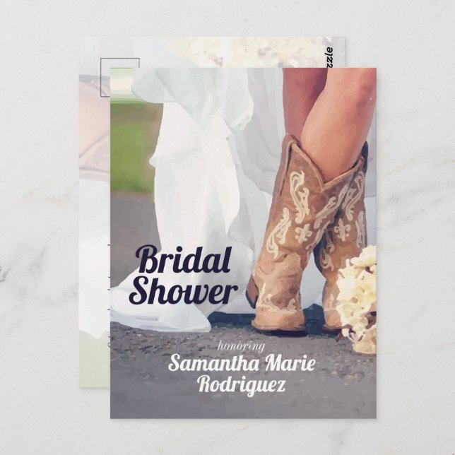 Cartão Postal Texas Bride no Chá de panela de Boots (Frente/Verso)