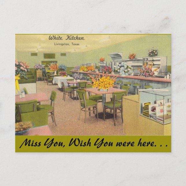Cartão Postal Texas, Cozinha Branca, Livingston (Frente)