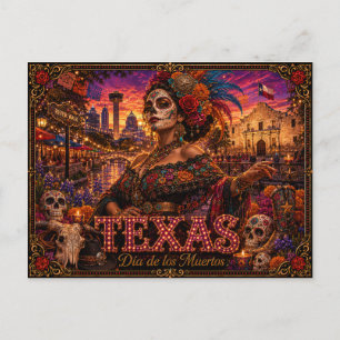 Cartão Postal Texas Dia dos Mortos Retro