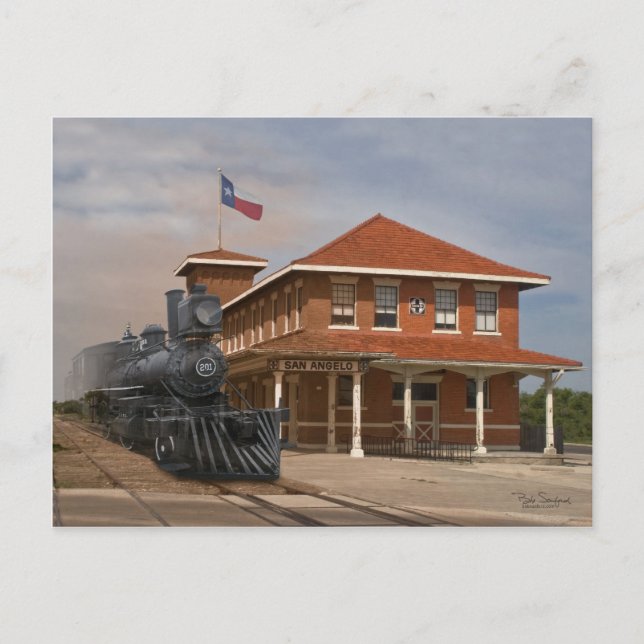 Cartão Postal TEXAS - Estação de trem de San Angelo (Frente)