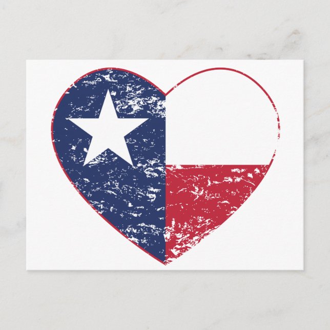 Cartão Postal Texas Flag Heart Dissipado (Frente)