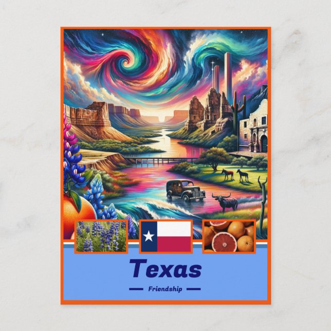 Cartão Postal Texas Grandeur Iconic Landmarks & Nature (Frente)