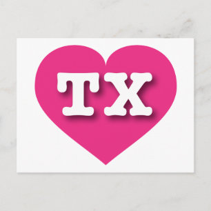 Cartão Postal Texas Hot Pink Heart - Big Love Postcard