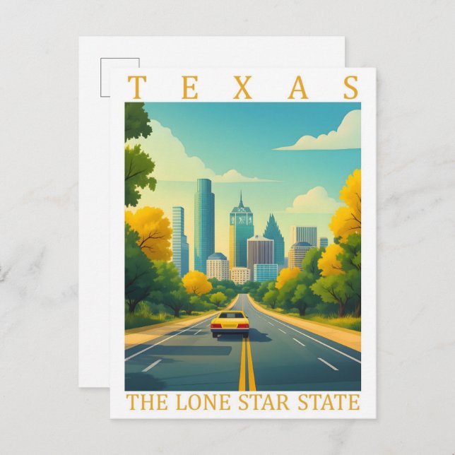 Cartão Postal Texas o Estado da Estrela Solitária EUA Local de V (Frente/Verso)
