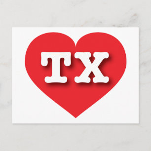Cartão Postal Texas Red Heart - Eu adoro TX