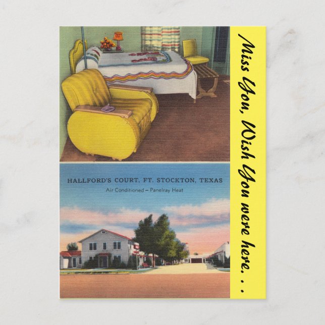Cartão Postal Texas, Tribunal de Hallford, Ft. Stockton (Frente)