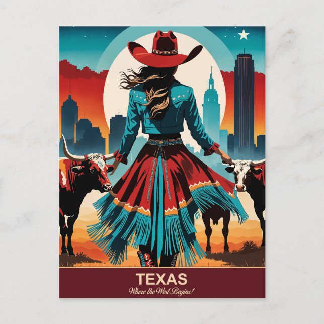 Cartão Postal Texas Viagem: Onde o Ocidente começa (Frente)