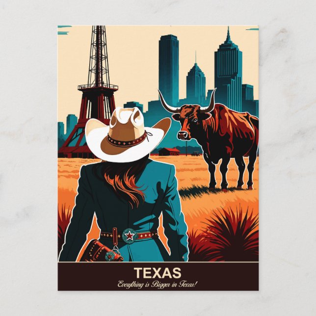 Cartão Postal Texas Viagem: Tudo é maior no Texas (Frente)