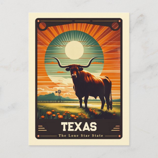 Cartão Postal Texas | Vintage espirituosa patriótica (Frente)