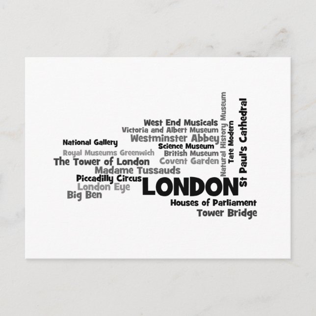 Cartão Postal Text Art "London" (Frente)