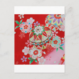 Cartão Postal Têxtil KIMONO Japonês, Padrão Floral