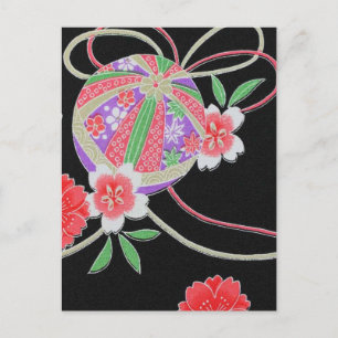 Cartão Postal Têxtil KIMONO Japonês, Padrão Floret