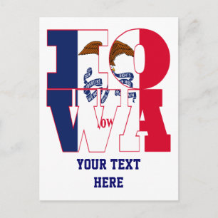 Cartão Postal texto da bandeira do estado de Iowa