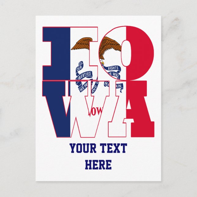 Cartão Postal texto da bandeira do estado de Iowa (Frente)