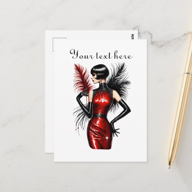 Cartão Postal Texto de adição de moça bonita (Frente/Verso In Situ)