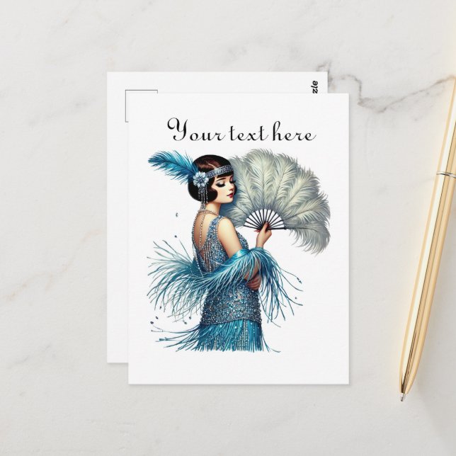 Cartão Postal Texto de adição de moça bonita (Frente/Verso In Situ)