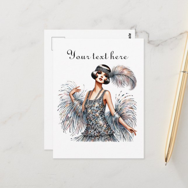 Cartão Postal Texto de adição de moça bonita (Frente/Verso In Situ)