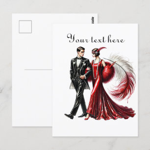 Cartão Postal Texto de adição do casal de corte