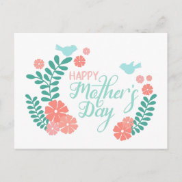 Cartão Postal texto de caligrafia do dia das mães flores felizes