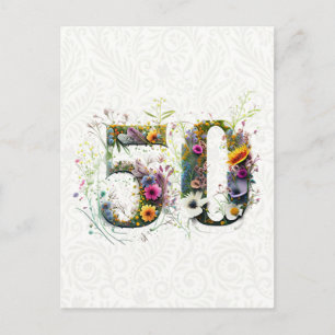 Cartão Postal Texto de Flores Silvestres Decorativas para 50º An