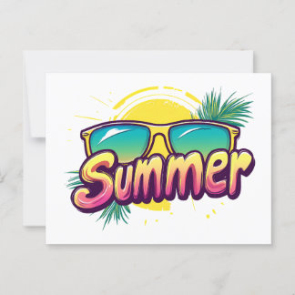 Cartão Postal Texto de Verão - design de óculos de Verão colorid