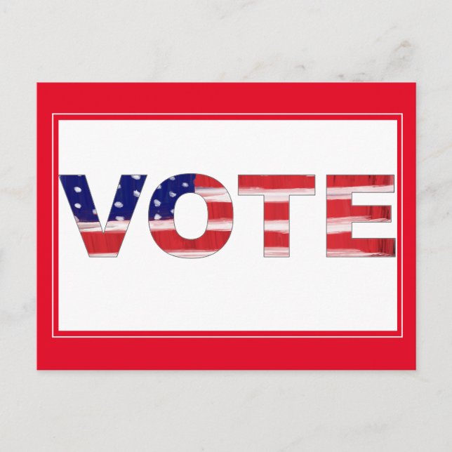 Cartão Postal Texto De Votação Em Cores De Sinalizador Vermelho (Frente)