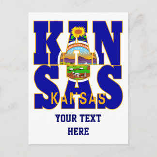 Cartão Postal Texto do sinalizador do estado do Kansas