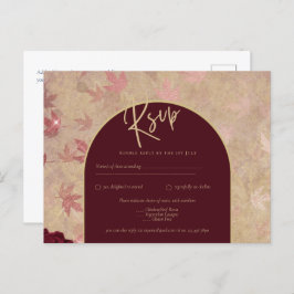 Cartão Postal Texto Dourado de Casamento de Rosas vermelhas Botâ