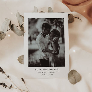 Cartão Postal Texto e Foto Elegante Simples   Casamento Obrigado