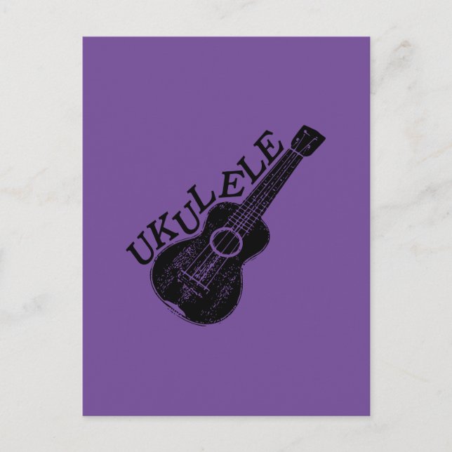Cartão Postal Texto e imagem de Ukulele (Frente)