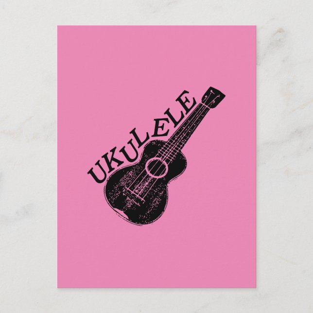 Cartão Postal Texto E Imagem Do Ukulele (Frente)