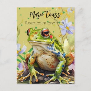 Cartão Postal Texto e Nome Personalizados Funny do Sapo de Aquar