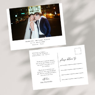 Cartão Postal Texto Elegante Simples e Casamento Fotográfico Obr