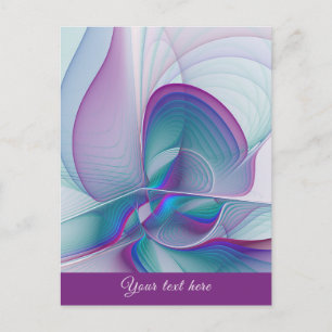 Cartão Postal Texto Fractal Turquesa Azul Cor-de-Rosa Abstrato m