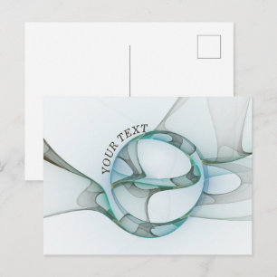 Cartão Postal Texto Moderno Abstrato Fractal Azul Turquesa Cinza