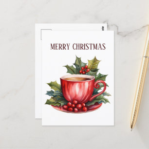 Cartão Postal texto para adicionar café de Natal festivo