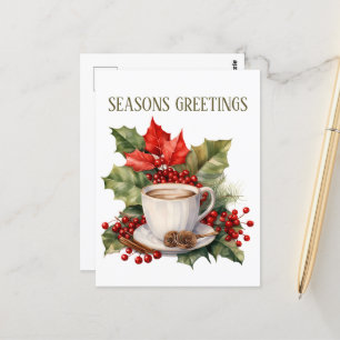 Cartão Postal texto para adicionar café de Natal festivo