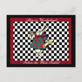 Cartão Postal Texto personalizado Alice no Wonderland White Rabb