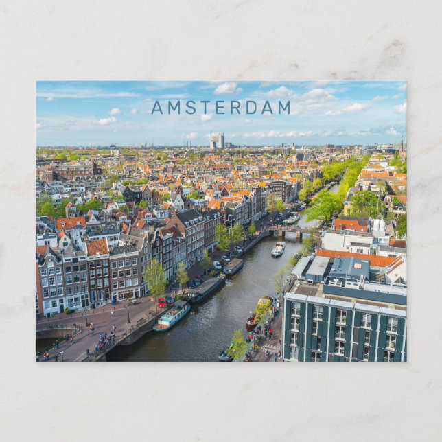 Cartão Postal Texto personalizado Amsterdã (Frente)