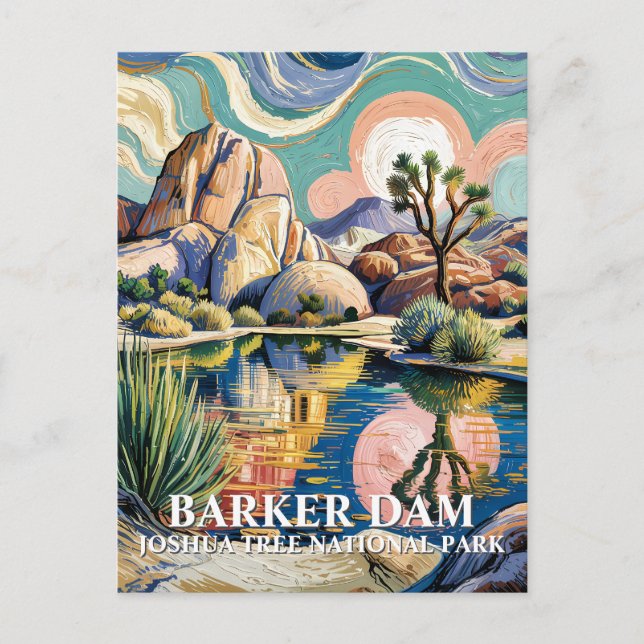 Cartão Postal Texto Personalizado Barker Dam Joshua Tree Van Gog (Frente)