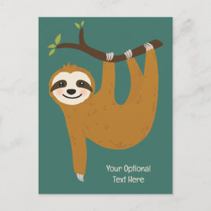 Cartão Postal Texto Personalizado & Cor Sloth Fofo