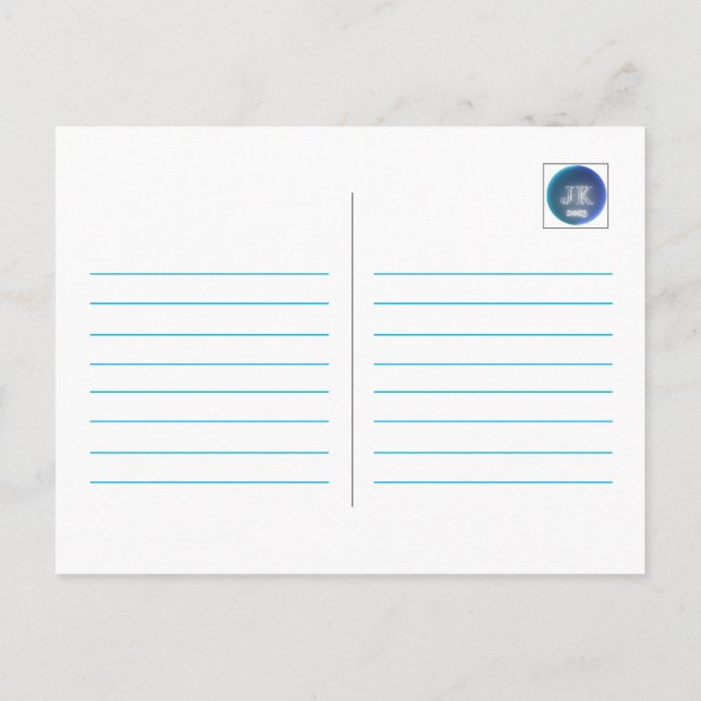 Cartão Postal Texto Personalizado da Linha de Coluna Dupla Azul  (Verso)