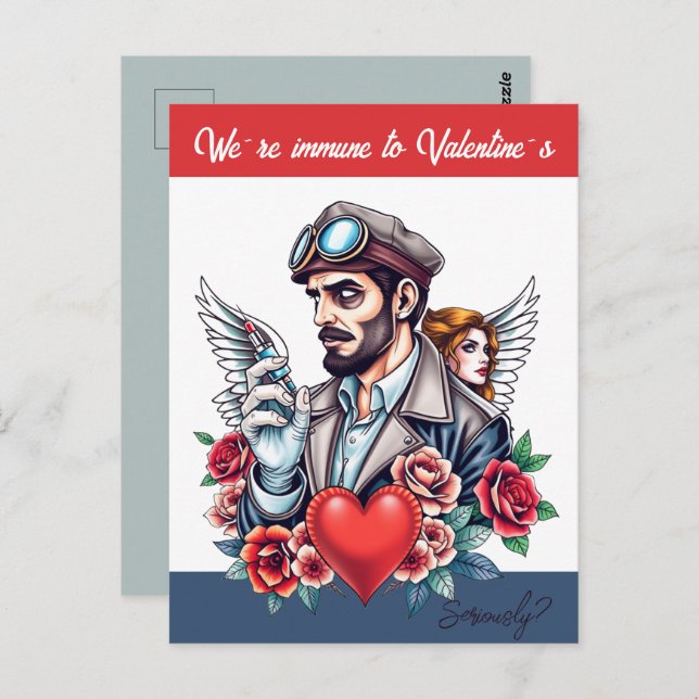 Cartão Postal Texto personalizado da Tatuagem Anti-Namorados Uni (Frente/Verso)