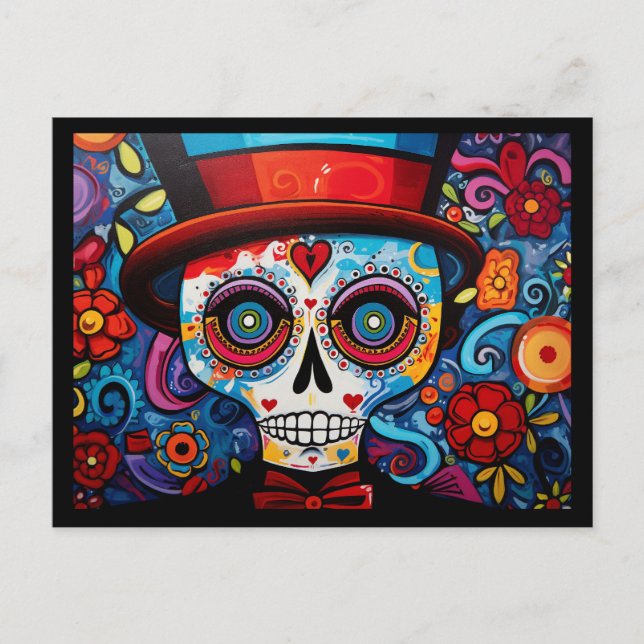 Cartão Postal Texto personalizado 💀 Día de Muertos (Frente)