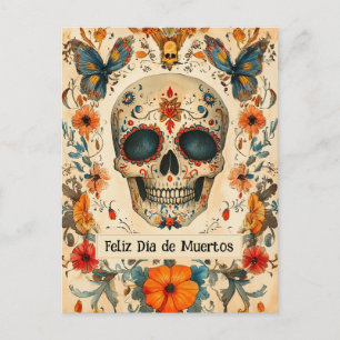 Cartão Postal Texto personalizado 💀 Día de Muertos colorido